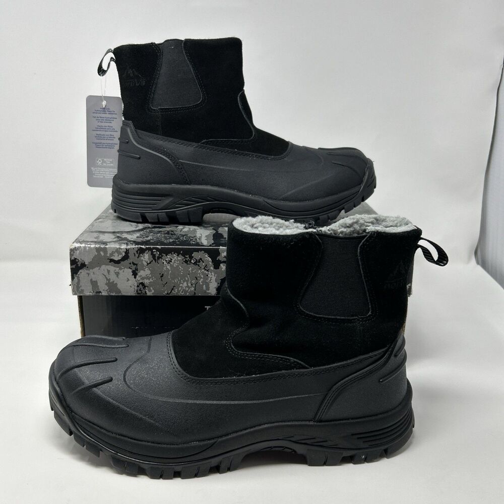 NORTIV8 Mens 8 Winter Snow Boots Black Thinsulate Warm Lined Zip STORE MODEL
